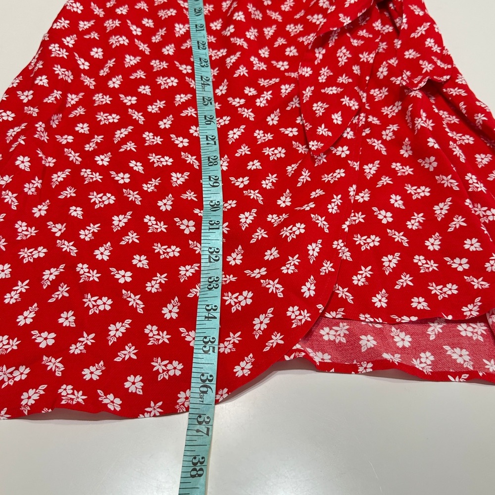 & Other Stories Floral Mini Dress Womens 8 Red Tie Waist Feminine Retro NWT - Picture 16 of 16